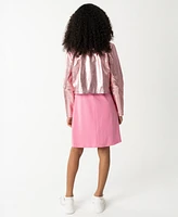 Sparkle & Shine Big Girls Crystal Dress with Metallic Moto Jacket, 2- Piece Set