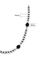 American West Jewelry Sterling Silver and Black Onyx Bead Necklace, 17 to 20 Inches