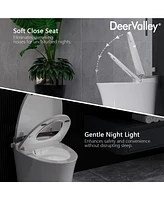 DeerValley Smart Bidet Toilet Elongated, Auto Open/Close Lid, Seat Heat, Foot Kick & Blackout Flush, Premium