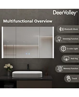 DeerValley 40'' W x 24'' H Led Bathroom Mirrors With Anti-Fog, Dimmer, Bluetooth Speaker, 3 Doors, Memory Vanit