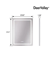 DeerValley 24'' W x 32'' H Anti-Fog Led Bathroom Mirror With Smart Dimmable And Time Mode Control Wall Mounted Vanity Mirror