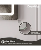 DeerValley 24'' W x 35'' H Anti-Fog Led Bathroom Mirror With Smart Dimmable And Time Mode Control Wall Mounted Vanity Mirror