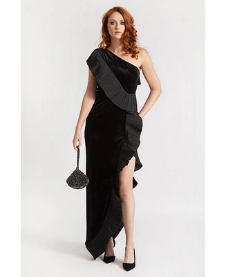 ONE33 Social Women's The Mercer Velvet Pleated Ruffle Gown