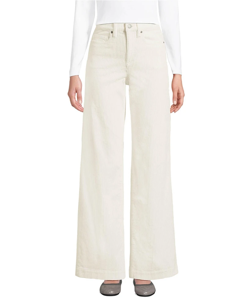 Lands' End Women's High Rise Wide Leg Corduroy Pants