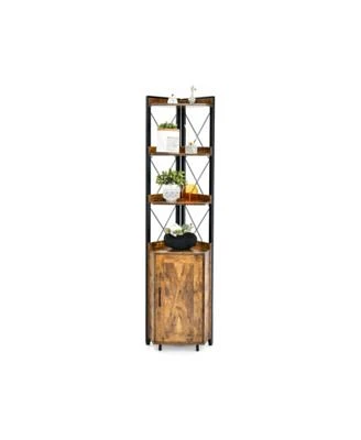 Gouun Tall Corner Storage Cabinet with 3-Tier Shelf Enclosed Cabinet