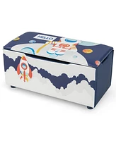 Gouun Kids Wooden Upholstered Toy Storage Box with Removable Lid