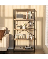 Gouun 5-Tier Industrial Bookshelf Display Storage Rack with Metal Frame