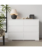 Sugift 6 Drawer White Dresser for Bedroom, Modern Chest of Drawer Wood Storage Cabinet for Entryway Living Room