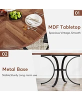 Tribesigns 47" Round Dining Table for 4-6 People, Rustic Dinner with Wooden Texture Surface & Pedestal, Kitchen Room, Liv