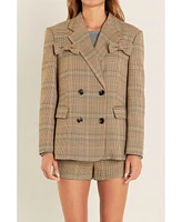 English Factory Women's Glen Check Bow Jacket