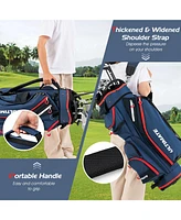Gymax 9.5" Golf Cart Bag w/14 Divider Rain Hood Cooler Bag 8 Pockets