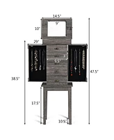 Gouun Standing Jewelry Cabinet Storage Organizer with Wooden Legs