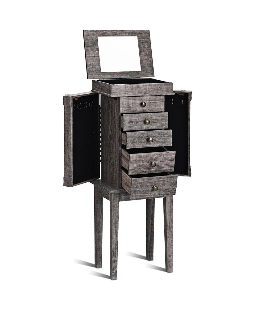 Gouun Standing Jewelry Cabinet Storage Organizer with Wooden Legs