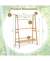 Gouun Bamboo Clothing Rack with Storage Shelves