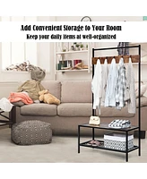 Costway 3 in 1 Industrial Coat Rack Shoe Bench Hall Tree Entryway Storage Shelf w/ Hooks