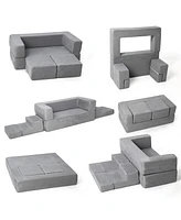 gaomon Kids Couch Toddler Play Couch for Bedroom Playroom, 3 in 1 Sectional Sofa for Kids' Play and Rest, Modular Mini Couch for Kids