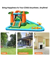 Costway Inflatable Bounce House Kids Water Splash Pool Dual Slide Jumping Castle w/ Bag