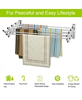 Stainless Wall Mounted Expandable Clothes Drying Towel Rack Laundry Hanger Room