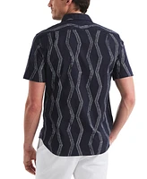 Nautica Men's Short Sleeve Button-Front Wave Print Shirt