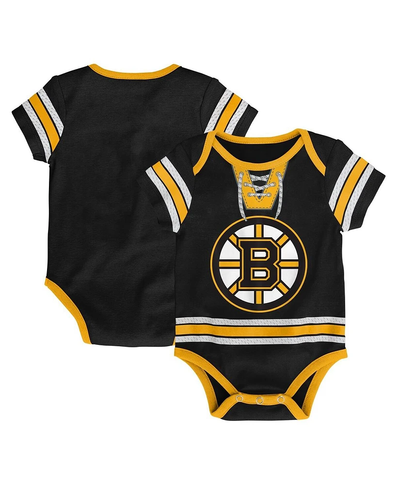 Outerstuff Baby Boys and Girls Black Boston Bruins Hockey Jersey Bodysuit