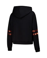 Cuce Women's Black Cincinnati Bengals Cropped Sequins Pullover Hoodie