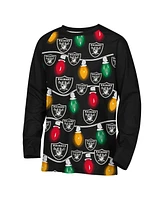 Outerstuff Big Boys and Girls Las Vegas Raiders Two-Piece Garland Holiday Long Sleeve Pajama Set