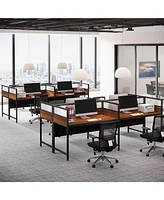 Tribesigns 94.48" Two-Person Office Desk with Privacy Panel, Long Computer Office Double Desk for 2 People