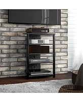 Homcom Tv Stand with Lights, 5-Tier Storage Shelves and Steel Frame