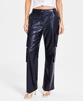 Guess Women's Kori High-Rise Faux-Leather Cargo Pants