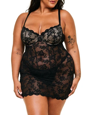 Adore Me Plus Brielle Babydoll & G-String Set Lingerie