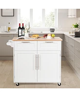 Gouun Heavy Duty Rolling Kitchen Cart with Tower Holder and Drawer