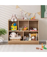 Gouun 5-Cube Wooden Kids Toy Storage Organizer with Anti-Tipping Kits