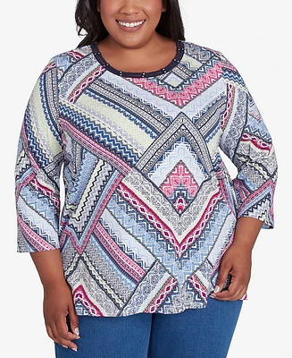 Alfred Dunner Plus Size Spiced Abstract Print Top