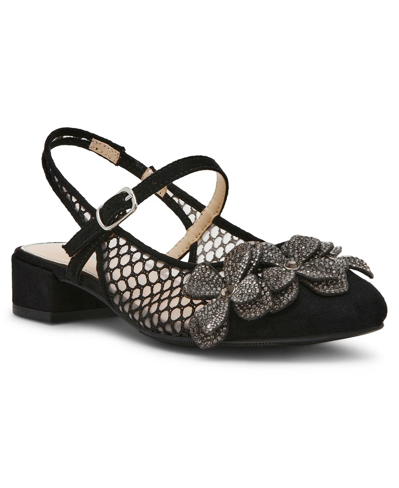 Betsey Johnson Little and Big Girls Sofya Mesh Flats with Flowers