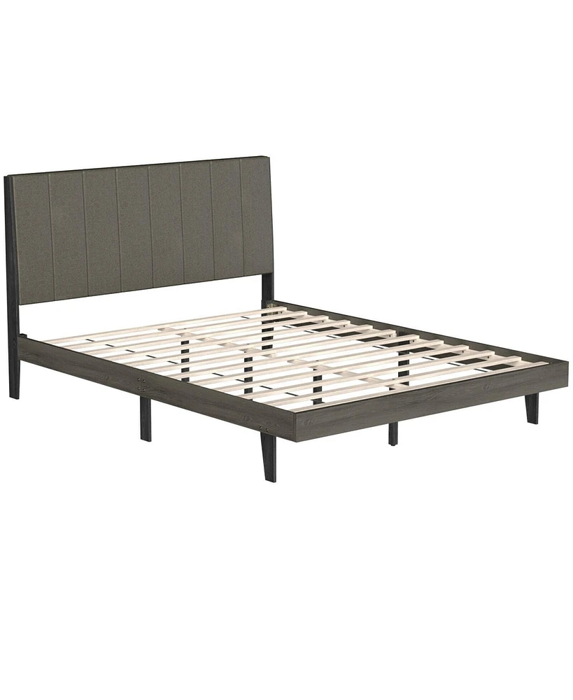 Gouun Queen Size Upholstered Bed Frame with Tufted Headboard