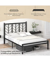 Gouun Full Size Platform Bed with Headboard and Metal Frame-Full Size