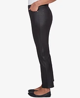 Alfred Dunner Petite Rue Rivoli Faux Leather Flat Elastic Waist Medium Length Pants