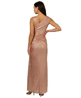 Adrianna Papell Women's Waterfall-Ruffle Metallic-Finish Gown