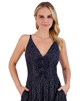 Eliza J Women's Fit & Flare Metallic-Embroidered Lace Dress