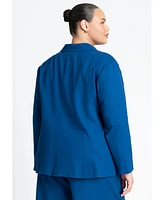 Eloquii Plus Oversized Strong Shoulder Linen Blazer