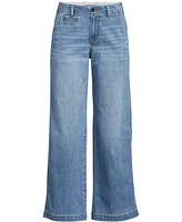 Lands' End Women's Mid Rise Denim Wide Leg Ankle Jeans