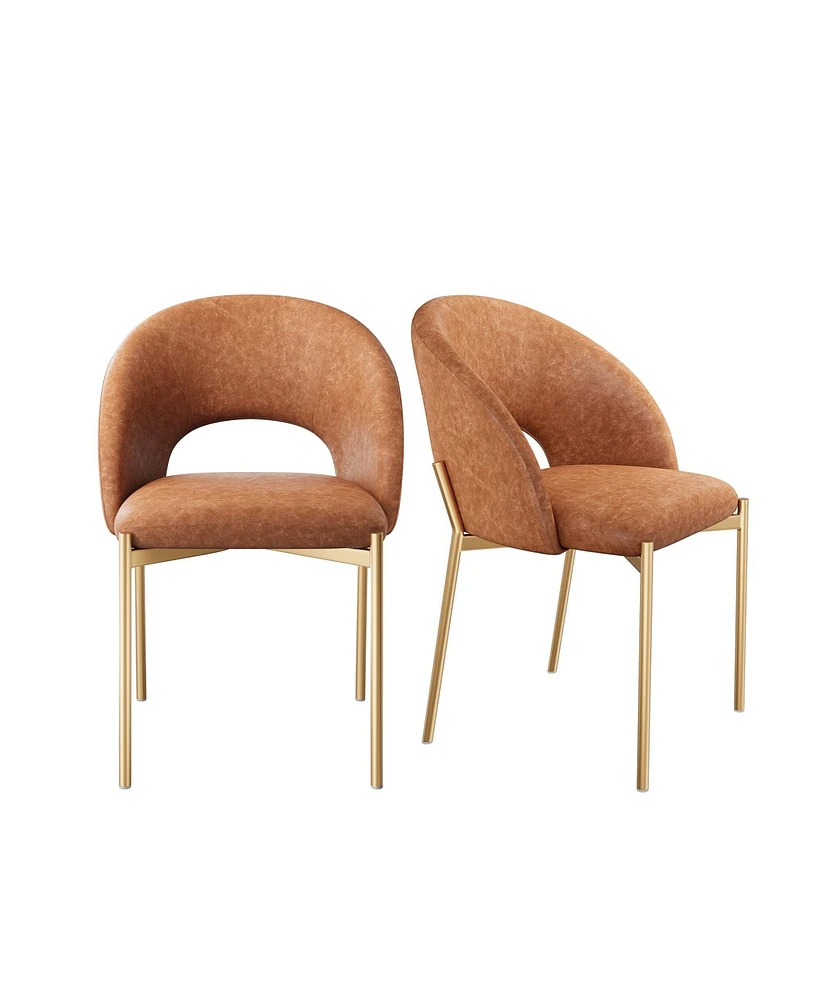Pu Dining Side Chair with Metal Legs (Set of 2)