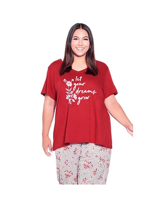 Avenue Plus Size Dreams Grow Short Sleeve Sleep Top