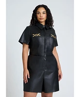 Eloquii Plus Leather Short Romper