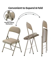 Sugift Outdoor/Indoor Vinyl Padded Folding Dining Chair (Set of 6)