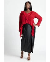 Eloquii Plus Ruffle Trim Blouse