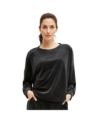 Ellos Plus Boxy Velour Lounge Sweatshirt