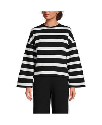 Lands' End Women's Bell Sleeve Stripe Sweatshirt