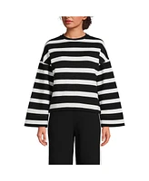 Lands' End Women's Bell Sleeve Stripe Sweatshirt