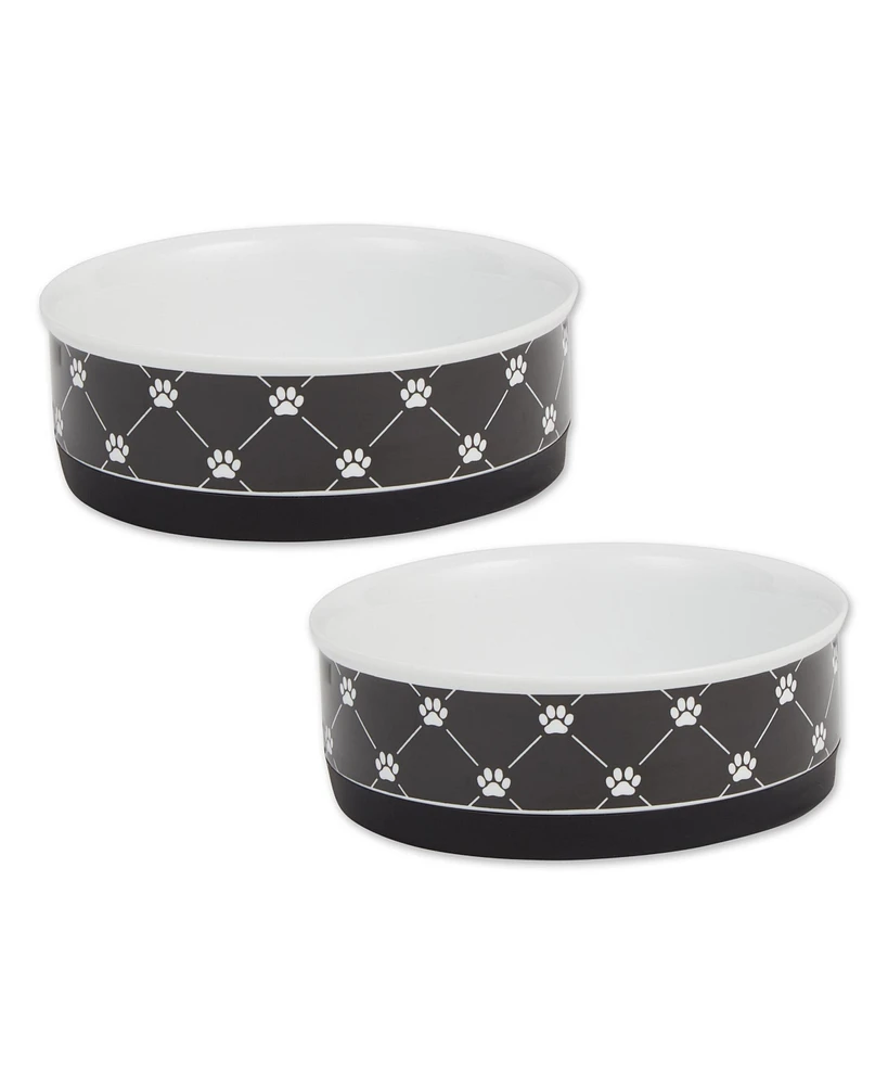 Bone Dry Trellis Paw Print Pet Bowl Set/2